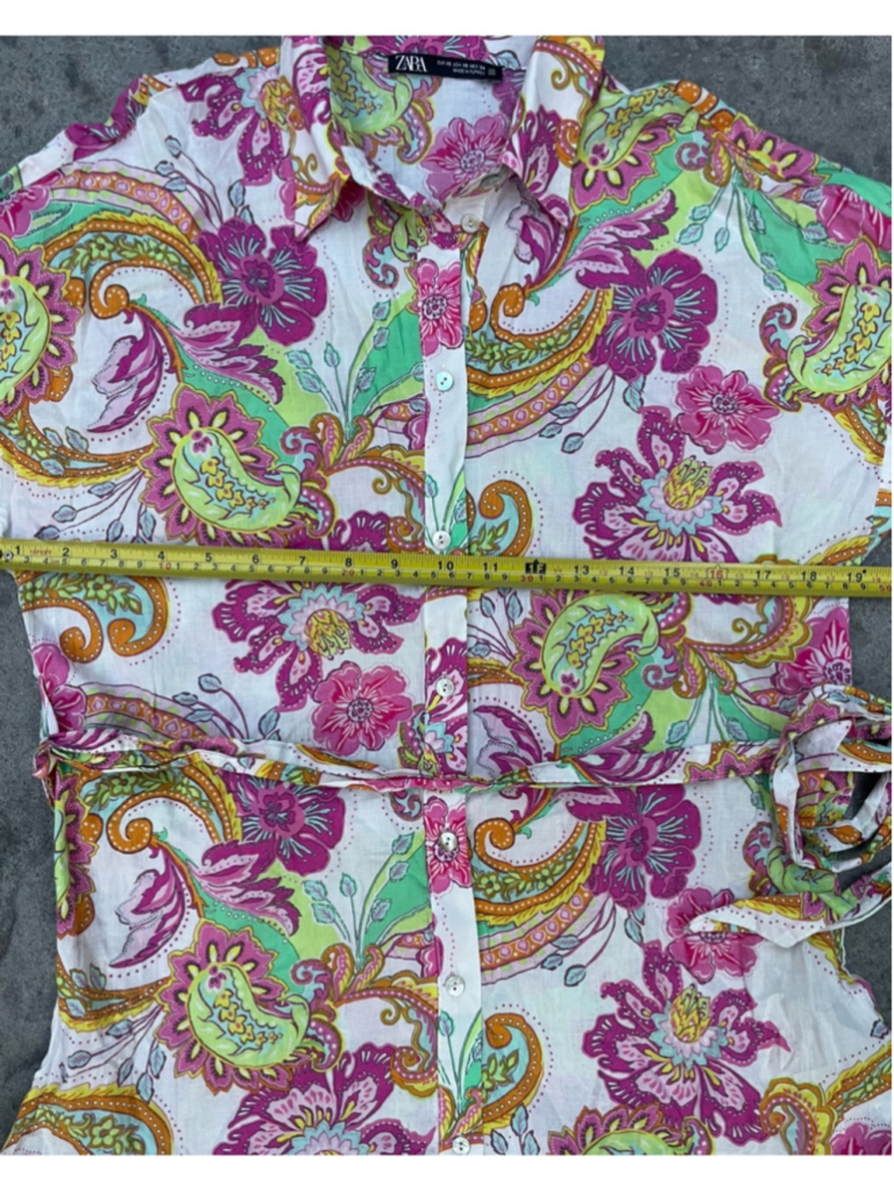Zara Floral Print Belted Shirt Dress Pink, Green, Yellow bloggers favourite - Picture 9 of 9